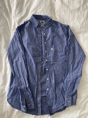 Talula Blue Striped Boyfriend Fit Oxford Shirt size XS